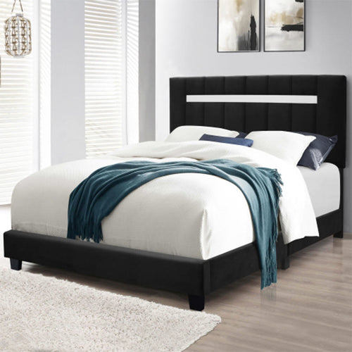 Adjustable Queen Size Upholstered Velvet Bed Frame - Black - image 0