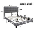 Queen Adjustable Linen Upholstered Bed Frame - image 13