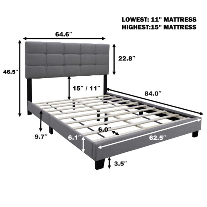 Queen Adjustable Linen Upholstered Bed Frame - image 13