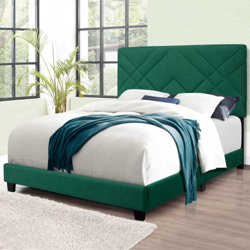 Queen Size Bed Frame With Adjustable Headboard - Green - image 0