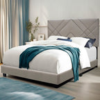 Queen Size Bed Frame With Adjustable Headboard - Beige - image 4