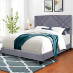 Queen Size Bed Frame With Adjustable Headboard - Grey - image 5
