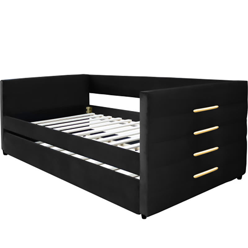 Black Velvet Upholstered Double Sofa Bed - image 8