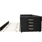 Black Velvet Upholstered Double Sofa Bed - image 5