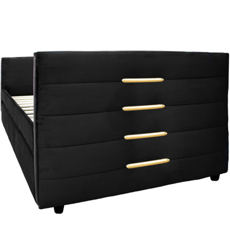 Black Velvet Upholstered Double Sofa Bed - image 10