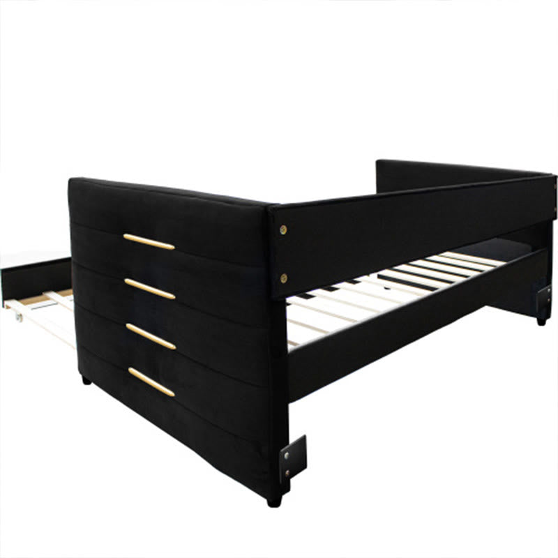 Black Velvet Upholstered Double Sofa Bed - image 7