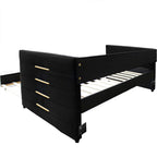 Black Velvet Upholstered Double Sofa Bed - image 7