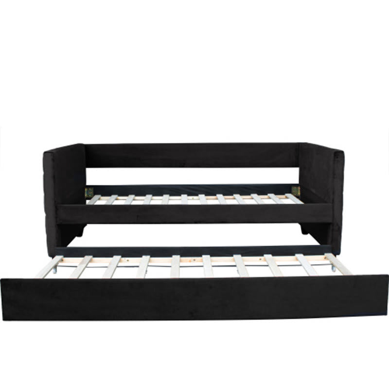Black Velvet Upholstered Double Sofa Bed - image 4