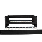 Black Velvet Upholstered Double Sofa Bed - image 4