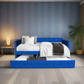 Blue Upholstered Velvet Double Sofa Bed - Blue - image 0