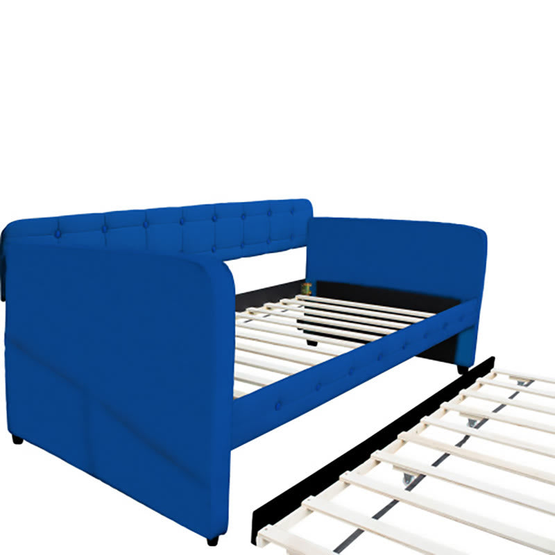 Blue Upholstered Velvet Double Sofa Bed