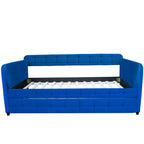 Blue Upholstered Velvet Double Sofa Bed - image 5