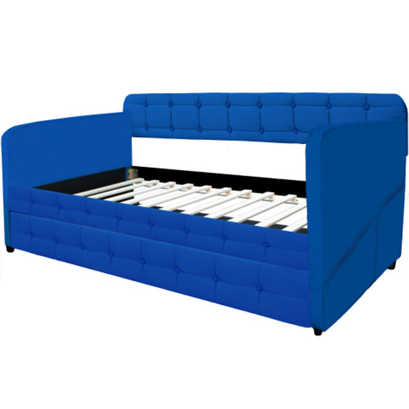 Blue Upholstered Velvet Double Sofa Bed