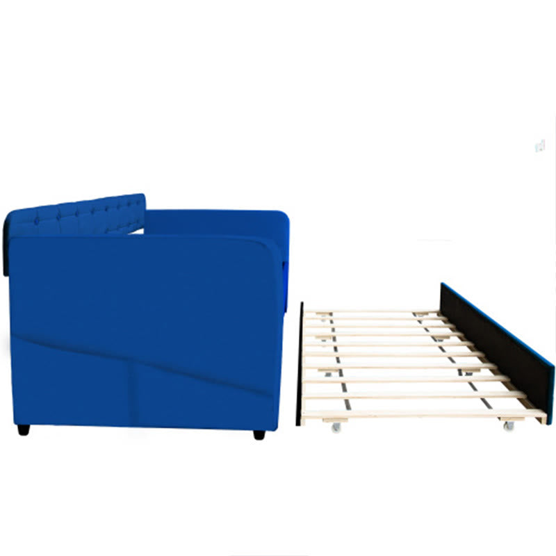 Blue Upholstered Velvet Double Sofa Bed - image 9