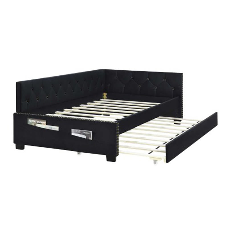 Black Upholstered Double Corner Sofa Bed Frame