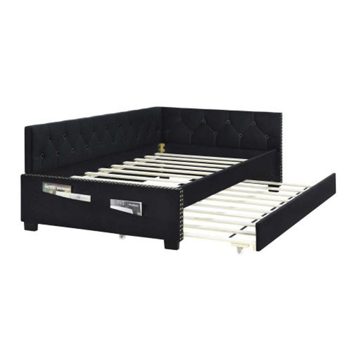 Black Upholstered Double Corner Sofa Bed Frame - image 1