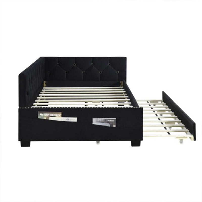 Black Upholstered Double Corner Sofa Bed Frame