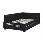 Black Upholstered Double Corner Sofa Bed Frame - image 3