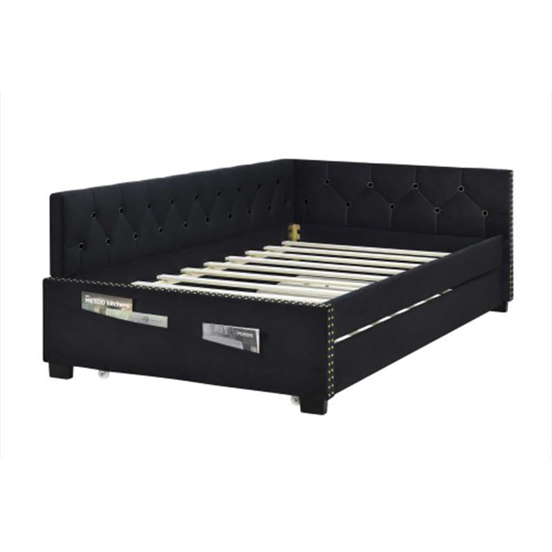 Black Upholstered Double Corner Sofa Bed Frame - image 3
