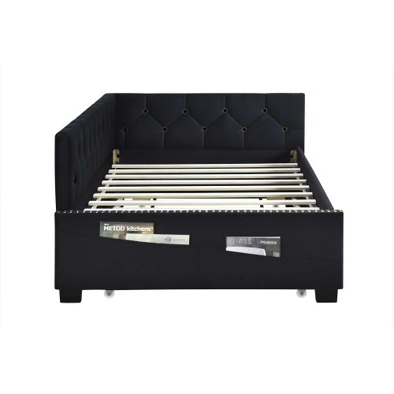 Black Upholstered Double Corner Sofa Bed Frame - image 5
