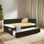 Black Upholstered Double Corner Sofa Bed Frame - image 2