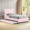 Pink Teddy Fabric Double Upholstered Bed Frame
