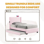 Pink Teddy Fabric Double Upholstered Bed Frame - image 11