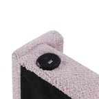 Pink Teddy Fabric Double Upholstered Bed Frame - image 9