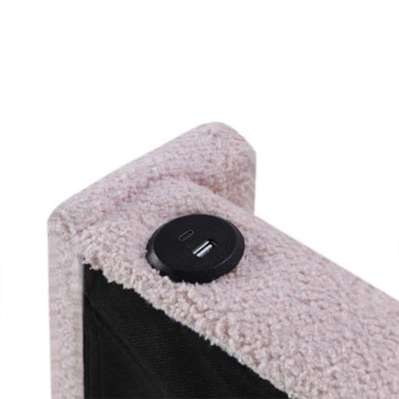 Pink Teddy Fabric Double Upholstered Bed Frame - image 9