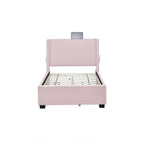 Pink Teddy Fabric Double Upholstered Bed Frame - image 1
