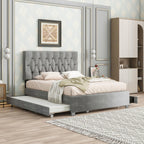 Modern Grey Queen Bunk Bed With Drawers - image 4
