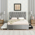 Modern Grey Queen Bunk Bed With Drawers - Grey - image 0