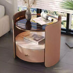 Glass Countertop Saddle Leather Nightstand - 2x Orange - image 2