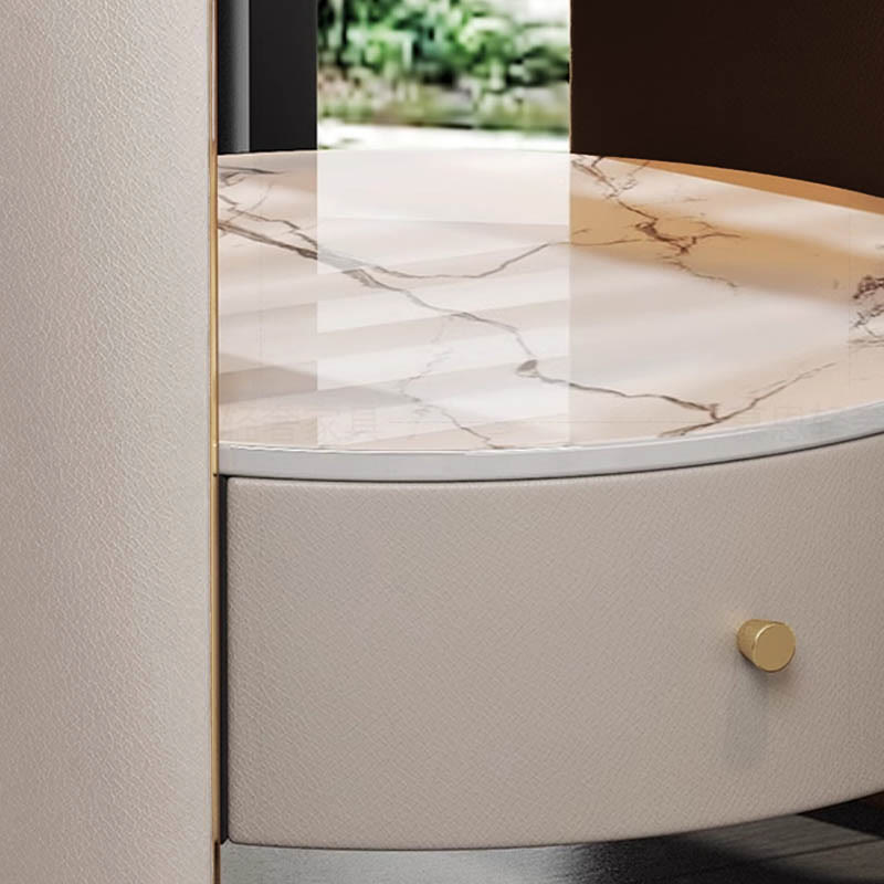 Glass Countertop Saddle Leather Nightstand