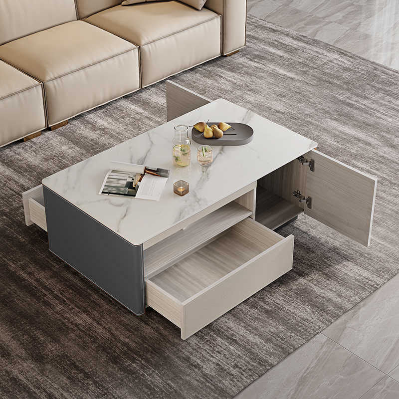 Modern Storage Saddle Leather Coffee Table