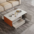 Modern Storage Saddle Leather Coffee Table - image 3