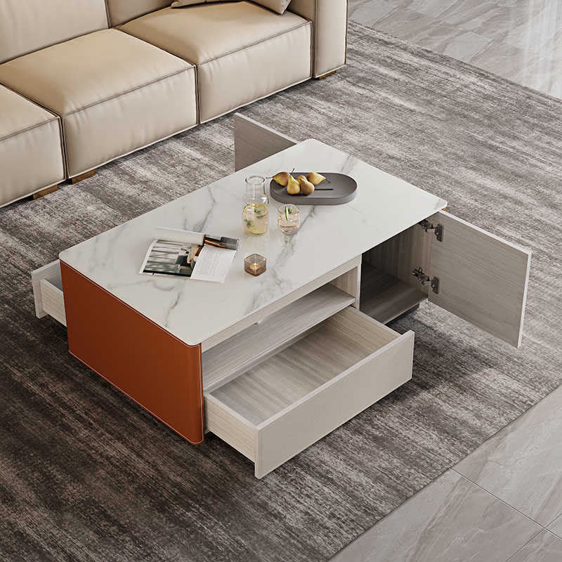 Modern Storage Saddle Leather Coffee Table - image 3