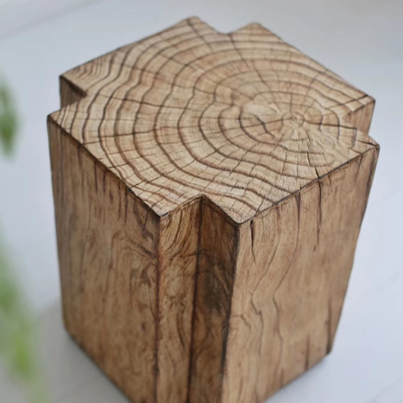 Imitation Tree Ring Side Table - Wood - image 1