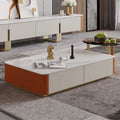 Rectangular Saddle Leather Coffee Table - Orange - image 0