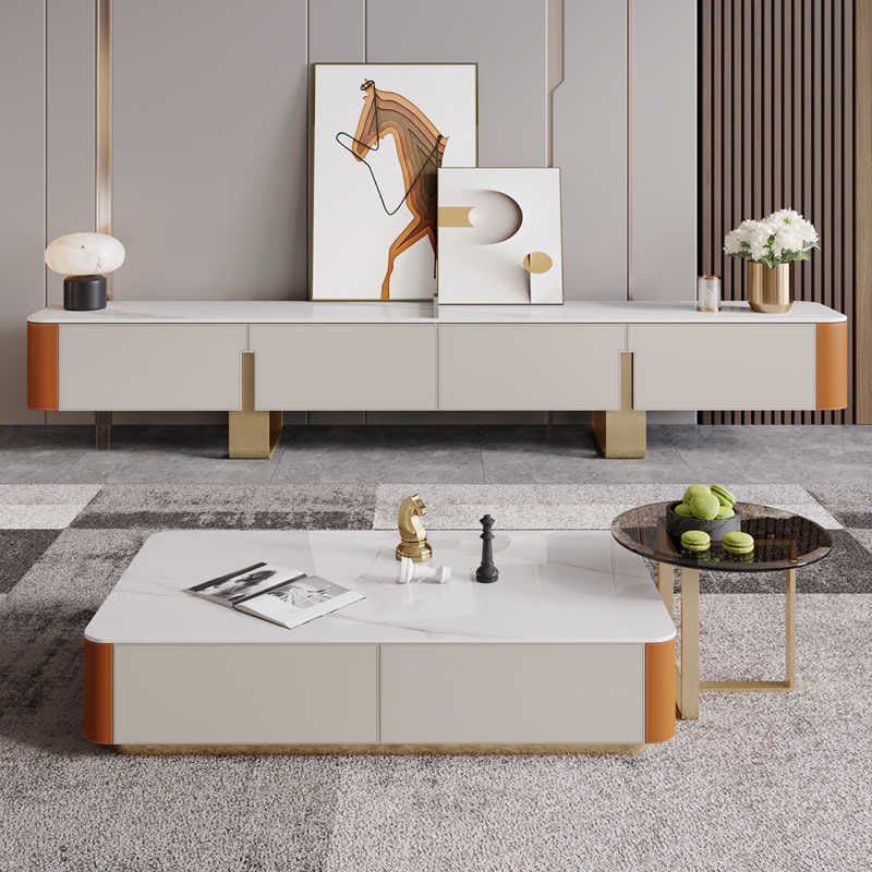 Rectangular Saddle Leather Coffee Table