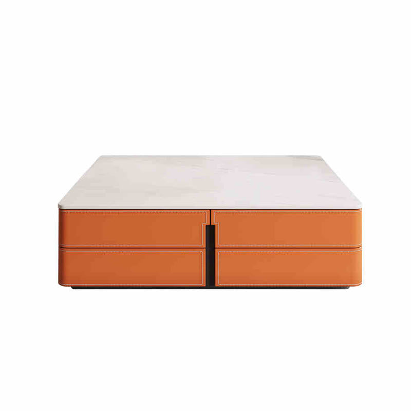 Square Saddle Leather Coffee Table