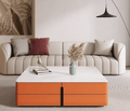 Square Saddle Leather Coffee Table - Orange - image 0