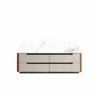 Orange Solid Wood Saddle Leather Coffee Table - image 1