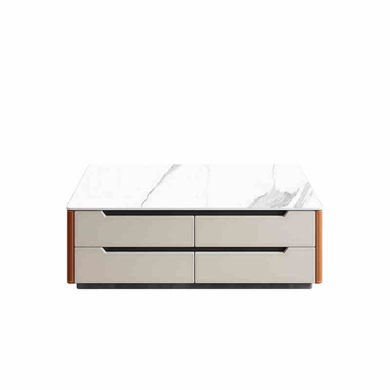 Orange Solid Wood Saddle Leather Coffee Table - image 1
