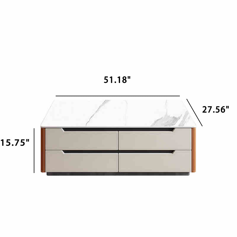 Orange Solid Wood Saddle Leather Coffee Table