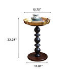 Vintage Oak Side Table with Metal Tray - image 13