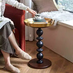 Vintage Oak Side Table with Metal Tray - image 4
