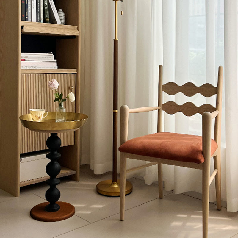 Vintage Oak Side Table with Metal Tray - image 10