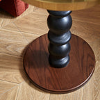 Vintage Oak Side Table with Metal Tray - image 12