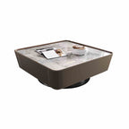 Saddle Leather Stone Top Coffee Table  - image 1